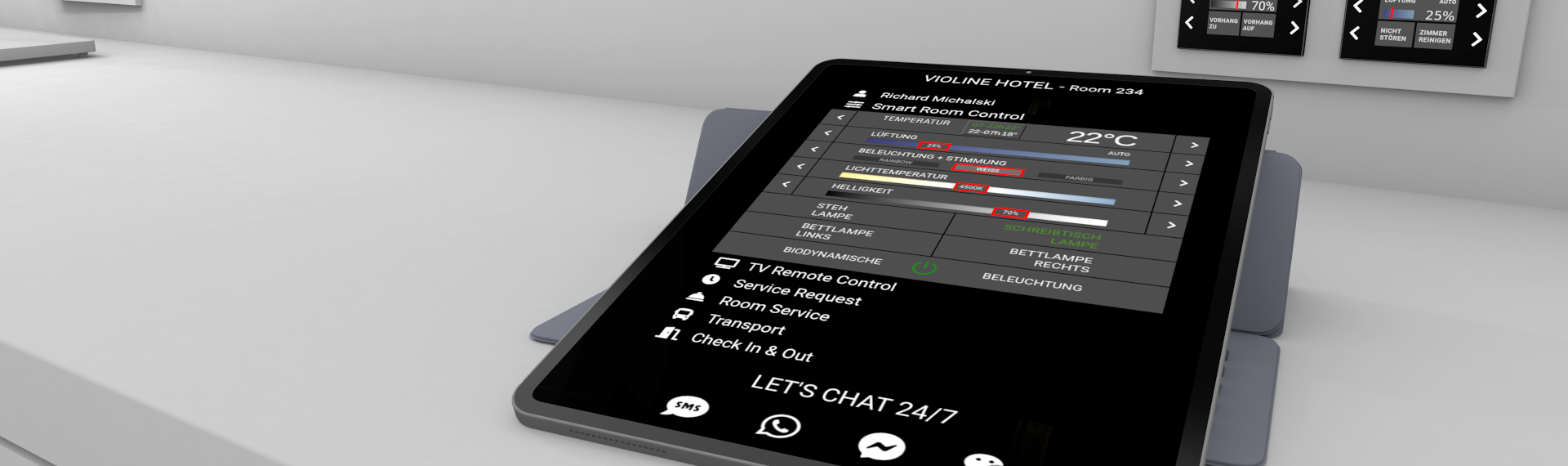 Tablet im Hotelzimmer