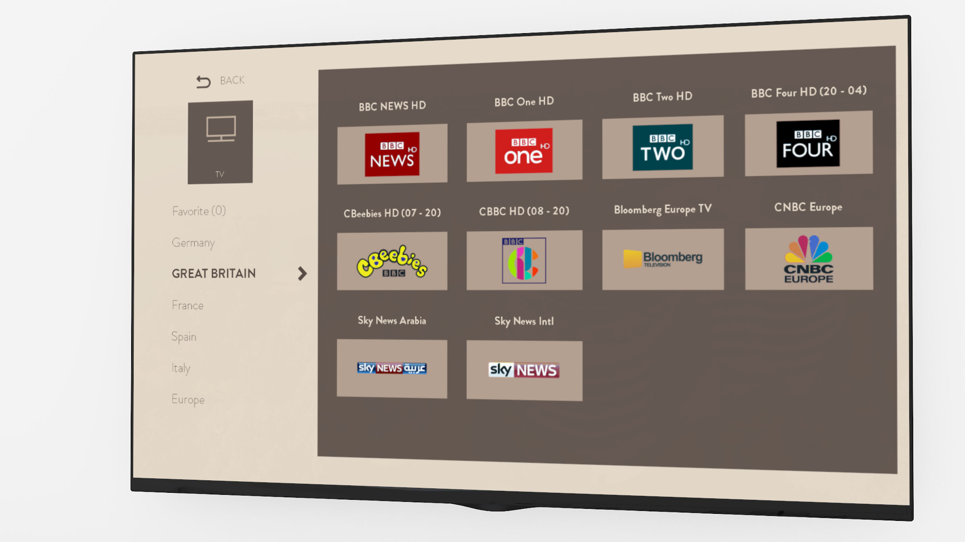 TV Liste mit UK am Anfang
