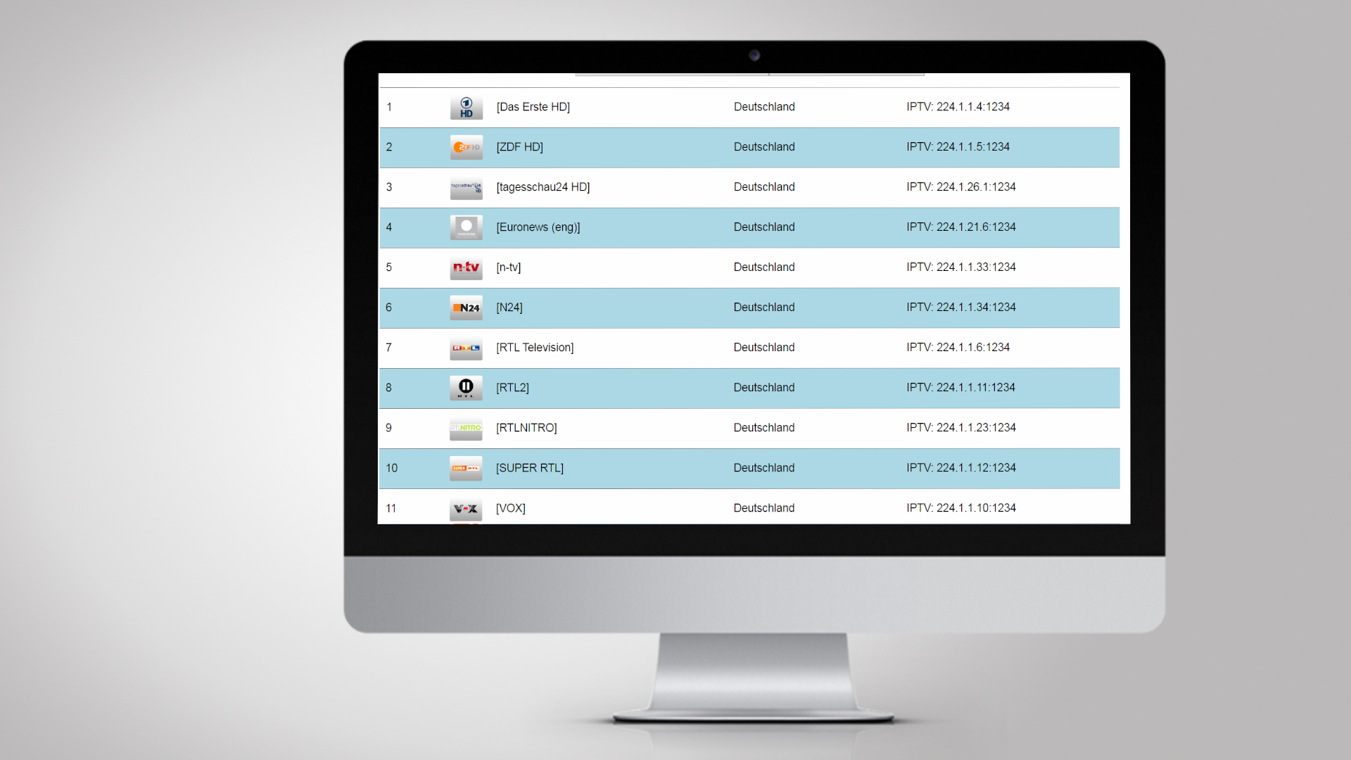 Lückenlose Kanalliste