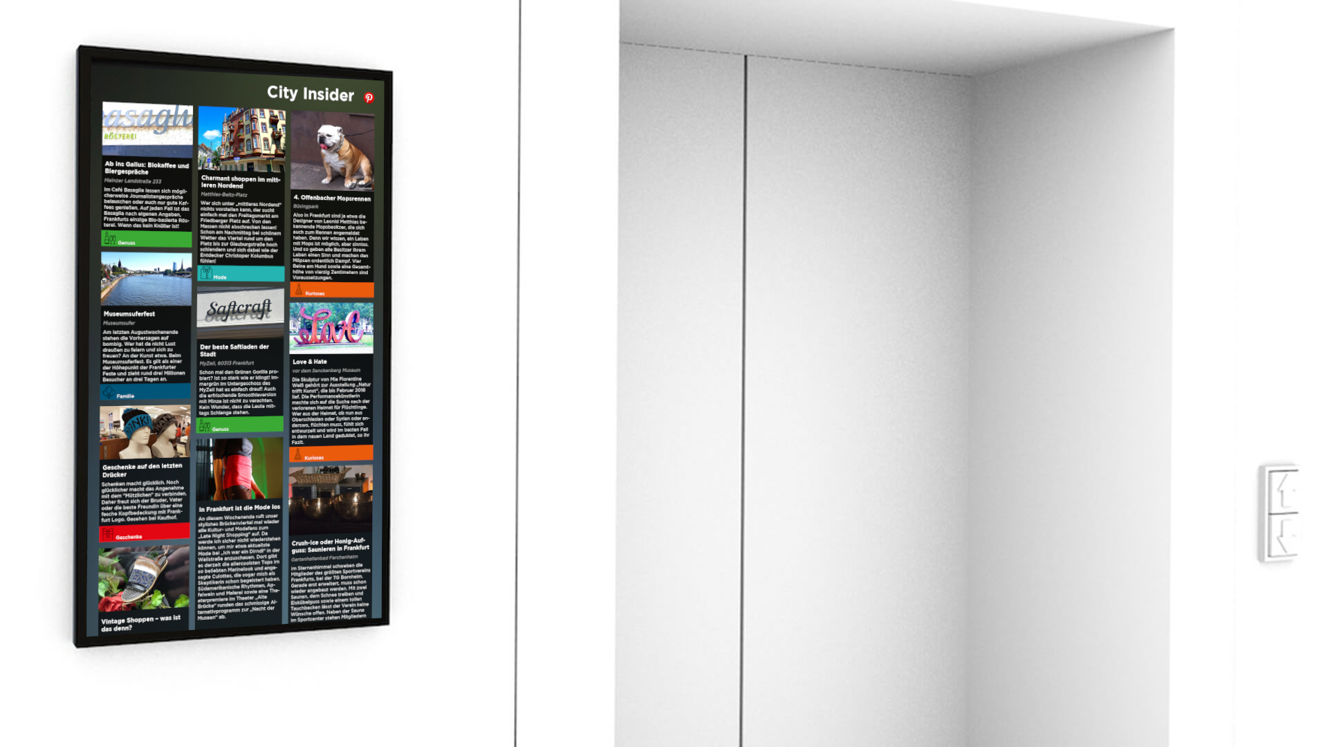 Signage Screen hochkant mit Facebook