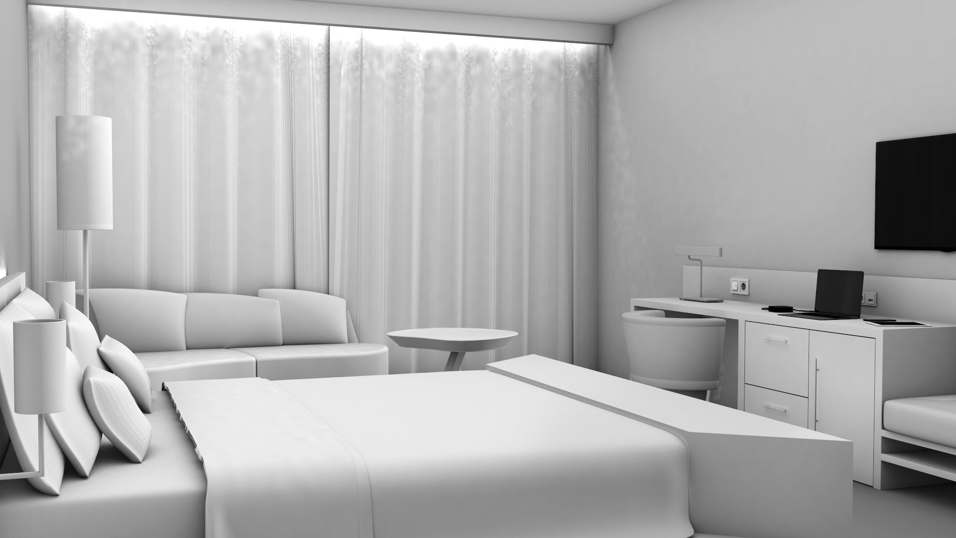 Zimmerbild ohne aktive Lampen