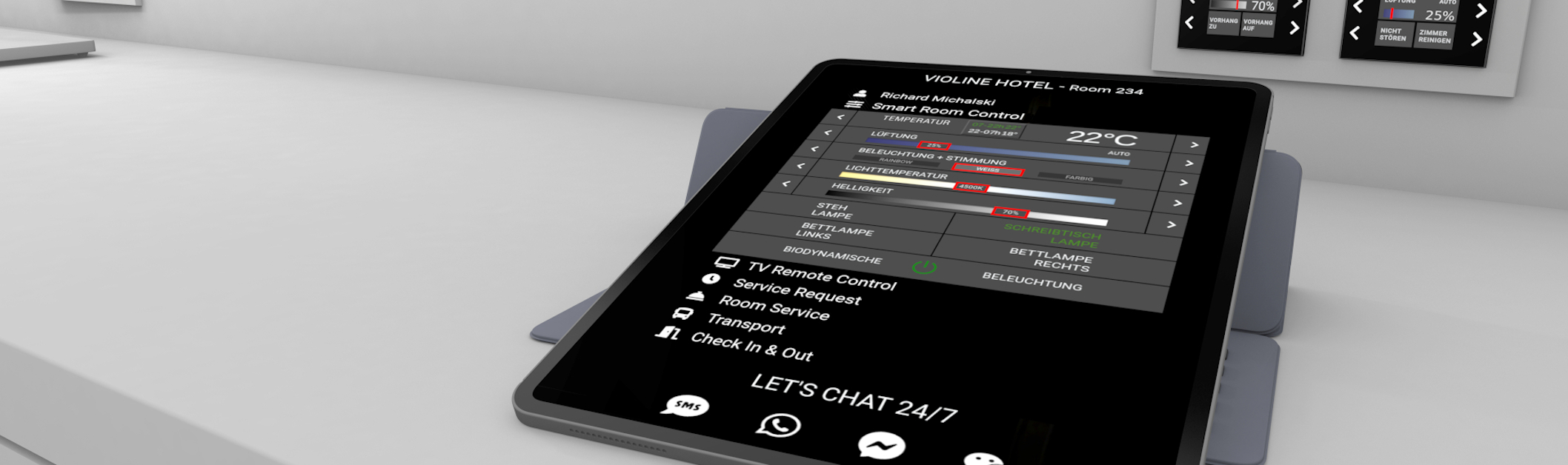 Tablet im Hotelzimmer