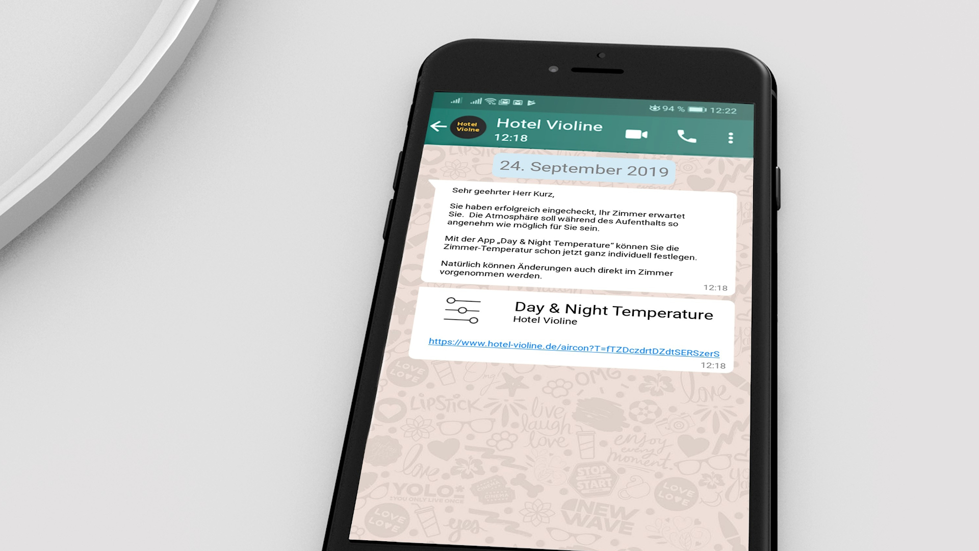Smartphone Dialog + Apps Tag Nacht Temperatur